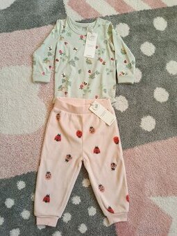 Set flísové tepláky s beruškama a body, vel 74