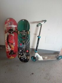 Koloběžka a skateboardy