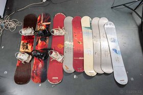37 ks snowboardů, snowboardové boty, snb příslušenství