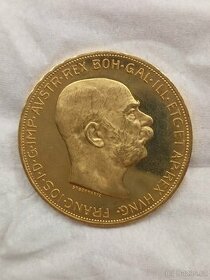 Zlatá 100 Koruna 1915 František Josef I. stará ražba