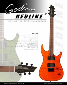 Elektrická kytara Godin Redline 2 Red EMG 81/85