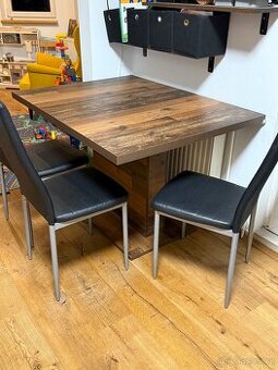 Stůl, 2x rohová knihovna a 3x polička