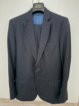 Zakázkový oblek modrošedý, 1 sako + 2 kalhoty