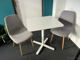 Bílý stůl IKEA Billsta + 2x jídelní židle JONSTRUP šedá/dub - 1