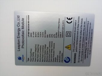 Fotovoltaický panel Leapton 430Wp