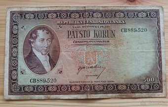 500kčs bez data (1945) Vzácnější Neperforovaná