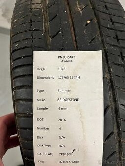 175/65 R15 Bridgestone, letní pneumatiky-4ks