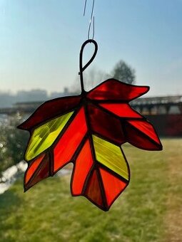 Javorový list - vitrážové sklo - 1