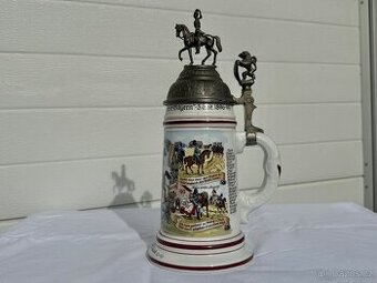 Porcelánový vojenský korbel dragouni průsvitka