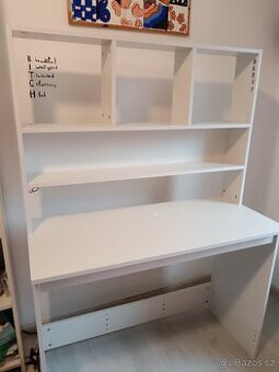 Psací stůl s policí bílý 102x45x148 cm