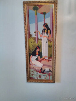 ručně vyšívaní prosklení obraz