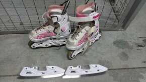 dívčí brusle rostoucí 2 v 1 lední a kolečkové vel. 29-32