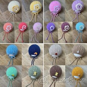 Ručně pletená dětská čepice 3-6 měs. různé barvy