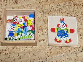 Dětské dřevěné puzzle klaun 2 sady