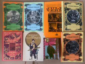 Jules Verne – různé staré knihy + přebaly, ceny v textu