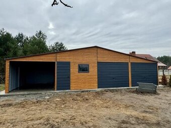 Moderní plechová garáž 12x6 pozinkovaný uzavřený profil