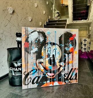 TISK NA PLATNO + RAM obraz 90x90 cm Mickey Mouse