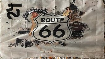 Baner - vlajka - prapor Znak ROUTE 66. 90x150 cm