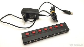 USB 2.0 HUB 7 portů, napájený adaptérem