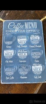 Plechová cedule kafe
