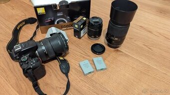 Nikon D5600 + 3 objektivy, 2 Filtry a 2 baterie s nabíječkou
