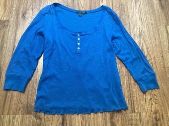 Modré bavlněné triko Ralph Lauren (42/44)