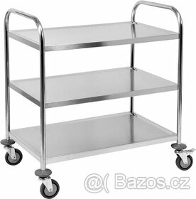 Servírovací nerezový/plech vozík  82x50 cm, 3 police