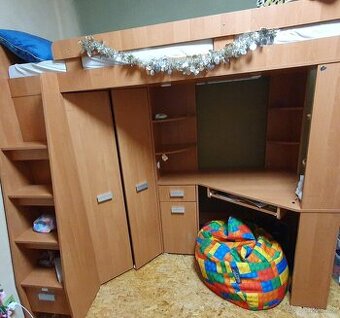 Multifunkční postel se skříní a stolem Antresola