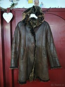Kožený kabát s kožichem