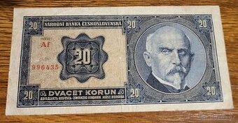 Bankovka 20 korun z roku 1926,série Af