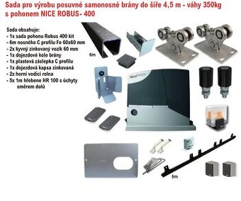 Brána samonosná posuvná - sada pro výrobu s pohonem
