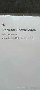 Rock for People 2025 - 4 denní vstupenka, dva kusy