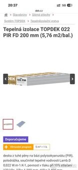 Tepelná izolace TOPDEK 022 PIR FD 200 mm