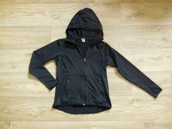 dámská H&M Sport černá mikina, zip kapuce, elast.sport. M-L