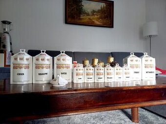 Velká sada staré dózy porcelánové sběratelské malované