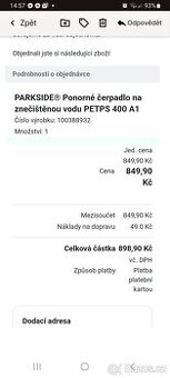 Parkside ponorné čerpadlo na znečištěnou vodu