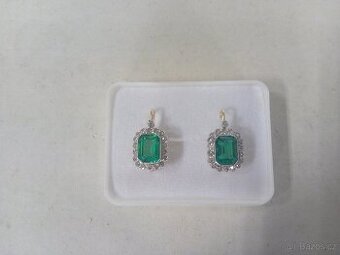 LUXUSNÍ ZLATÉ NÁUŠNICE-SMARAGDY,BRILIANTY