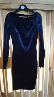 Tmavě modré sametové šaty Orsay, vel. XS