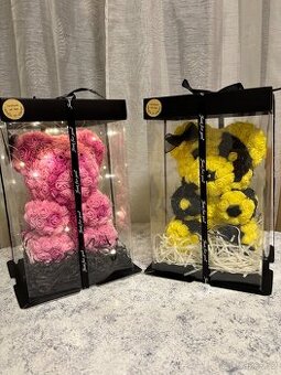 🧸 Ručně vyráběný medvídek z růží – krásný dárek 🎁