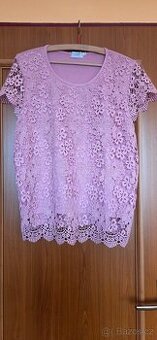 Růžová krajková halenka XXL