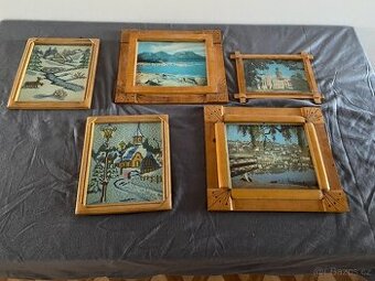 Retro dřevěné rámy s obrázky