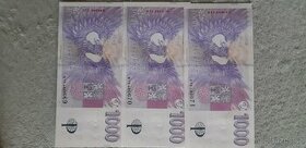 1000kč s přítiskem (cena za 3ks)