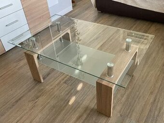 Konferenční stolek sklo/dřevo – SUPER CENA 399 Kč
