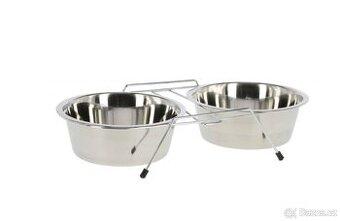 Miska pro psy a kočky, dvojitá se stojanem, 2x900 ml- NOVA