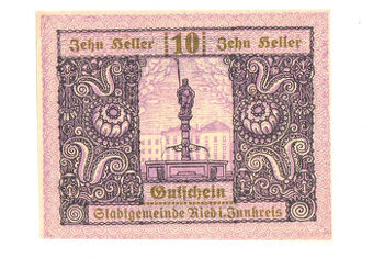 Nouzová bankovka 10 Heller Ried im Innkreis(1920)