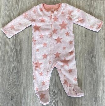 Teplý růžový overal, vel. 68, pěkný