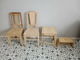 Staré, selské židle, stolička po renovaci - 1