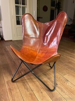 Kožené trubkové křeslo