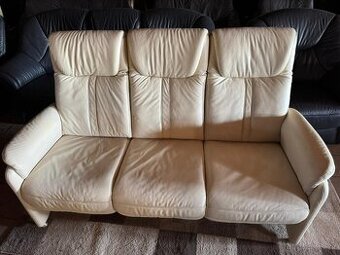 Kožená krémová pohovka,6047 - 1