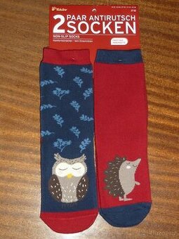 Nové-Tchibo-2x Teplé protiskluzové ponožky 27-30